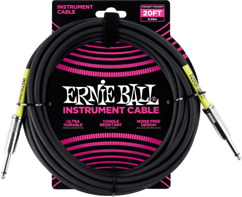 Ernie Ball - Câbles instrument - Classic jack/jack 6m Noir