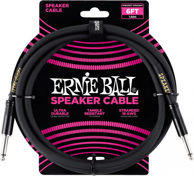 Ernie Ball - 6’ Straight/straight Speaker Cable Black