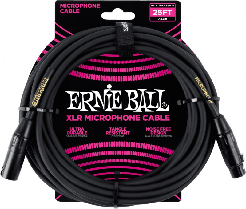 Ernie Ball - Câbles microphone - Classic xlr mâle/xlr fem 7,62m Noir