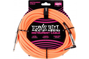 Ernie Ball - 10’ Braided Straight/Angle Instrument Cable Orange