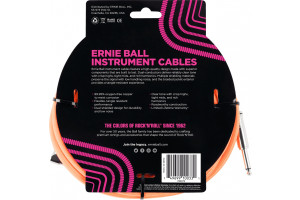 Ernie Ball - 10’ Braided Straight/Angle Instrument Cable Orange
