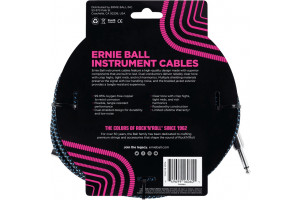 Ernie Ball - Câbles instrument - Jack/jack Coudé 7,62m Noir et Bleu