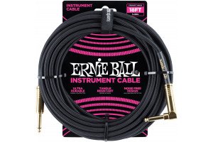 Ernie Ball - 18’ Braided Straight/Angle Instrument Cable Black