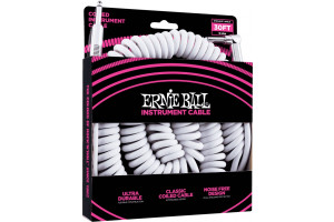 30’ Coiled Straight/straight Instrument Cable White