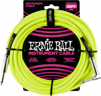 Ernie Ball - 25’ Braided Straight/Angle Instrument Cable Yellow