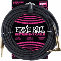Ernie Ball - 25’ Braided Straight/Angle Instrument Cable Black