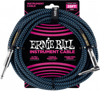 Ernie Ball - 25’ Braided Straight/Angle Instrument Cable Black Blue